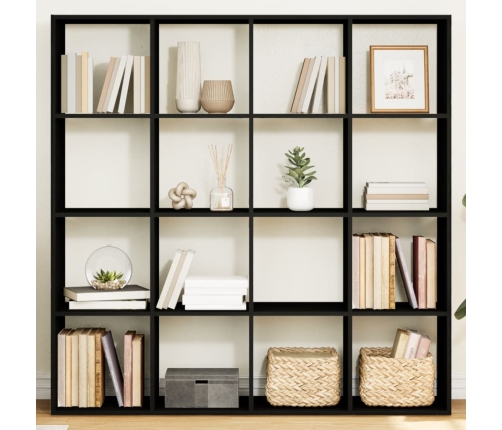 Estantería librería madera ingeniería negra 137,5x29x137,5 cm