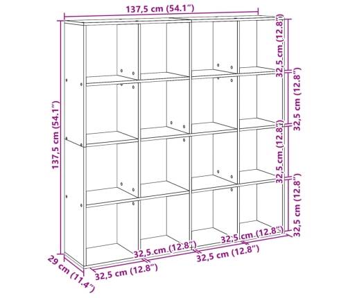 Estantería madera de ingeniería gris Sonoma 137,5x29x137,5 cm