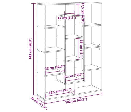 Estantería librería madera de ingeniería blanca 102x29x143 cm