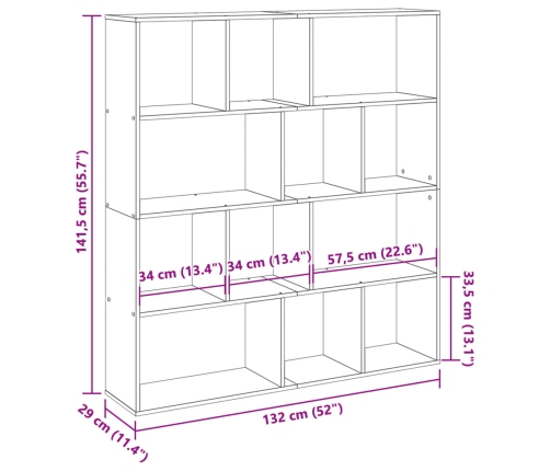 Estantería madera de ingeniería roble ahumado 132x29x141,5 cm