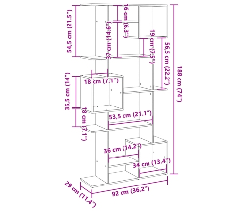 Estantería librería madera de ingeniería blanca 92x29x188 cm