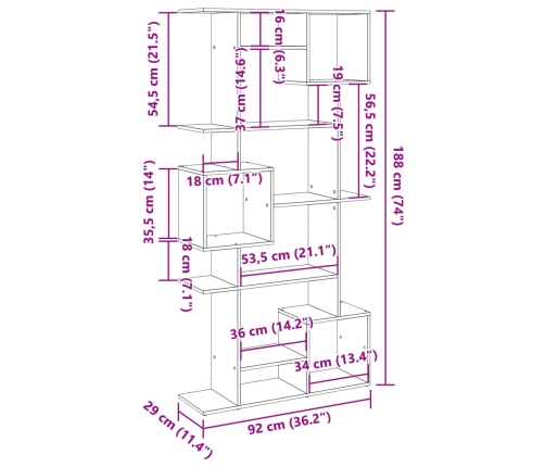 Estantería de madera de ingeniería roble Sonoma 92x29x188 cm