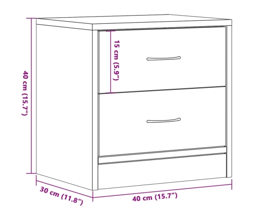 Mesitas de noche 2 uds madera ingeniería envejecida 40x30x40 cm