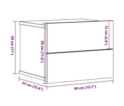 Mesitas de noche de pared 2 uds madera envejecida 40x32x30 cm