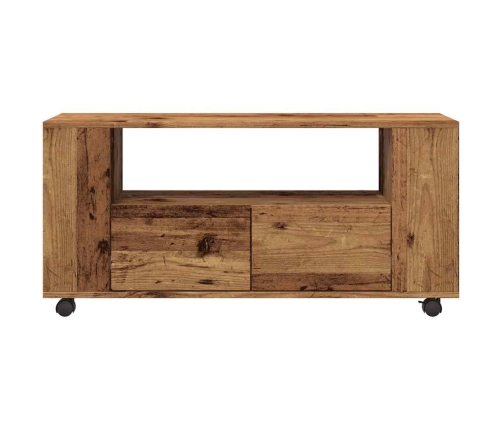 Mueble TV con ruedas madera ingeniería envejecida 102x34,5x43cm