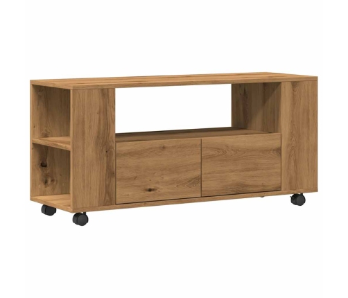 Mueble TV ruedas madera ingeniería roble artisan 102x34,5x43cm