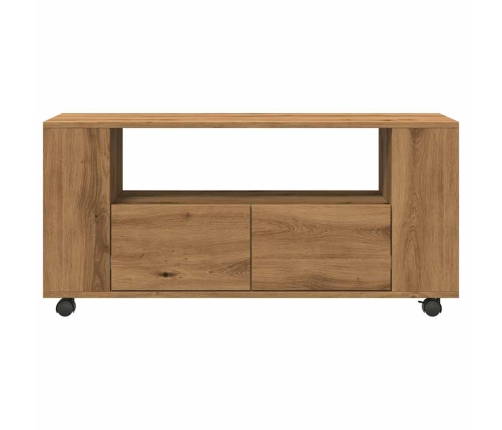 Mueble TV ruedas madera ingeniería roble artisan 102x34,5x43cm