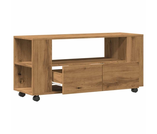 Mueble TV ruedas madera ingeniería roble artisan 102x34,5x43cm