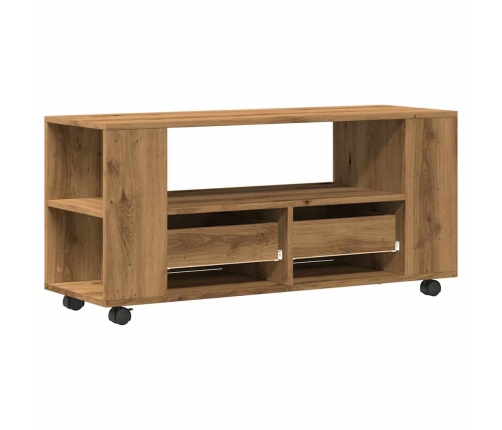 Mueble TV ruedas madera ingeniería roble artisan 102x34,5x43cm