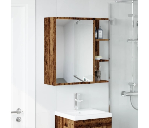 Armario espejo de baño madera envejecida 62,5x20,5x64 cm