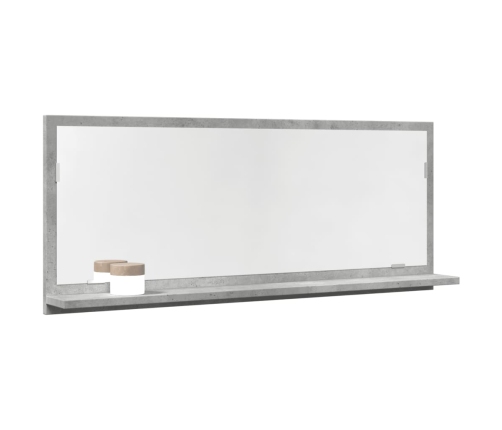 Espejo mueble baño madera ingeniería gris hormigón 90x11x37 cm