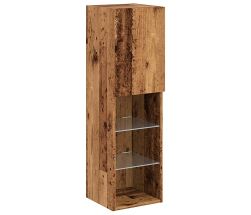 Mueble para TV con luces LED madera envejecida 30,5x30x102 cm