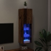 Mueble para TV con luces LED madera envejecida 30,5x30x102 cm