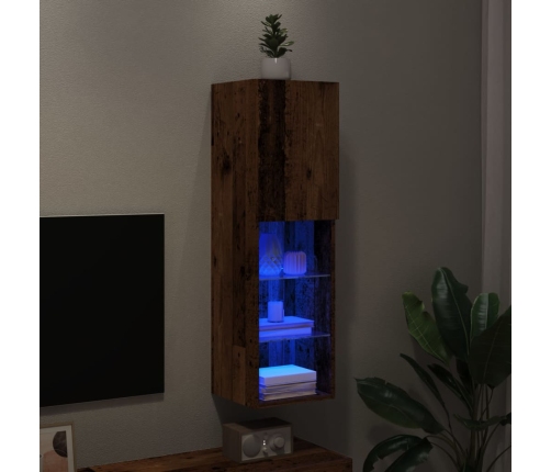 Mueble para TV con luces LED madera envejecida 30,5x30x102 cm