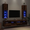 Muebles TV con luces LED 2 uds madera envejecida 30,5x30x102 cm