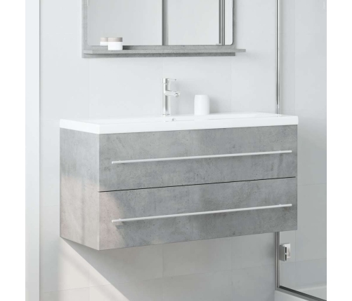 Armario para lavabo contrachapada gris hormigón 100x38,5x48 cm