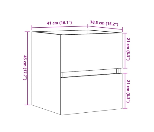 Armario de lavabo madera ingeniería roble Sonoma 41x38,5x45 cm