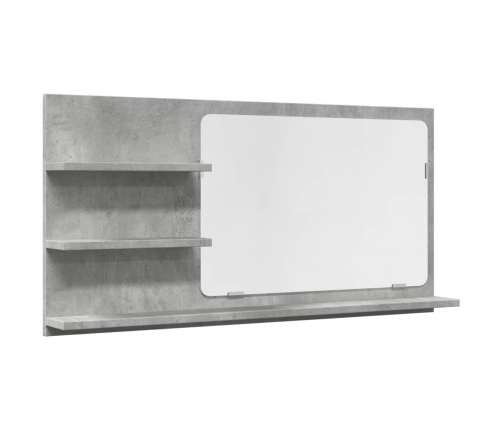 Espejo mueble baño madera ingeniería gris hormigón 90x11x45 cm