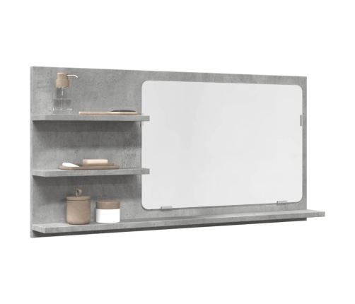 Espejo mueble baño madera ingeniería gris hormigón 90x11x45 cm