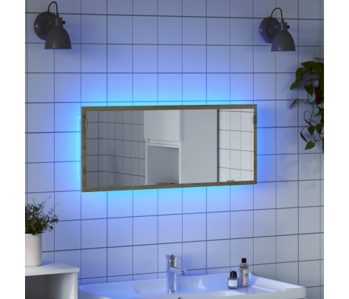 Espejo de baño LED madera ingeniería roble Sonoma 100x8,5x37 cm