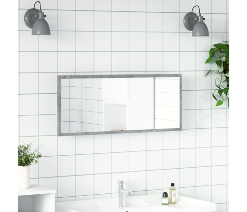 Espejo de baño LED madera ingeniería gris hormigón 100x8,5x37cm