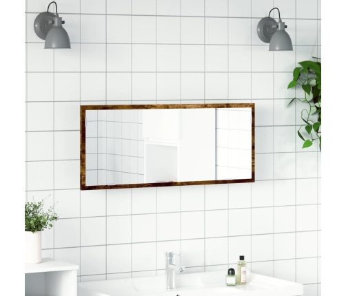 Espejo de baño LED madera ingeniería roble ahumado 100x8,5x37cm