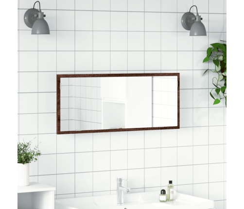 Espejo de baño LED madera ingeniería roble marrón 100x8,5x37 cm