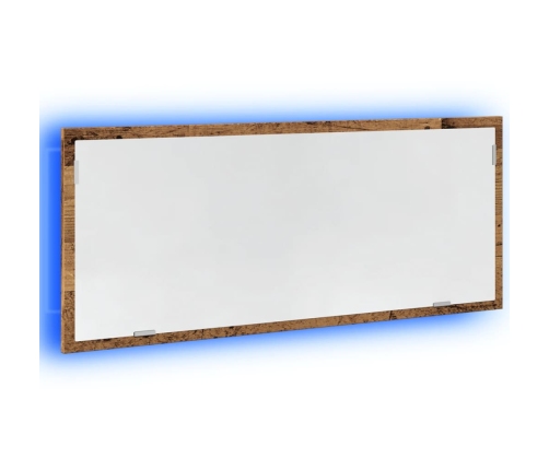 Espejo de baño LED madera ingeniería envejecida 100x8,5x37 cm