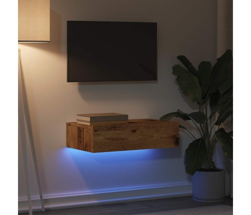 Mueble de TV con luces LED envejecida 60x35x15,5 cm