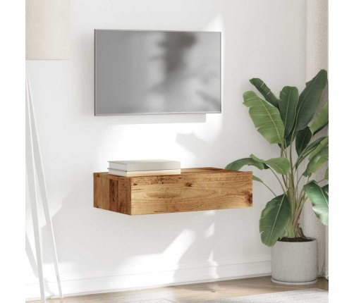 Mueble de TV con luces LED envejecida 60x35x15,5 cm