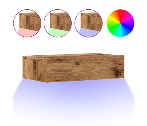 Muebles TV con luces LED 2 uds madera envejecida 60x35x15,5 cm