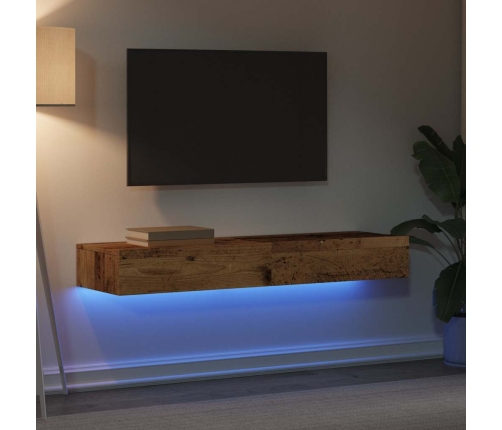 Muebles TV con luces LED 2 uds madera envejecida 60x35x15,5 cm