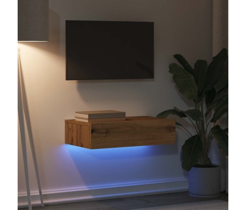 Mueble de TV con luces LED roble artisan 60x35x15,5 cm