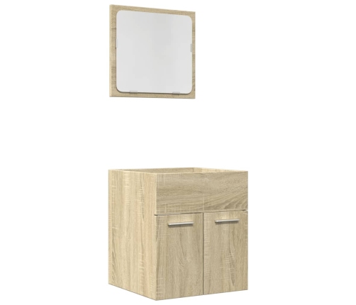 Set de muebles de baño 2 pzas madera contrachapada roble Sonoma