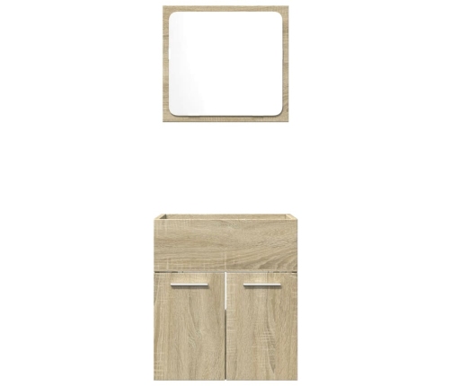 Set de muebles de baño 2 pzas madera contrachapada roble Sonoma