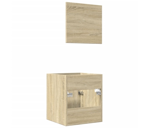 Set de muebles de baño 2 pzas madera contrachapada roble Sonoma