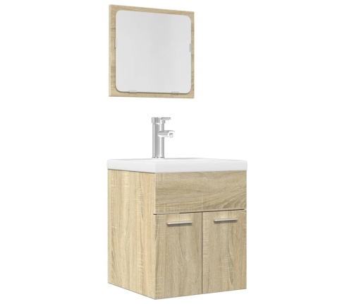 Set de muebles de baño 2 pzas madera contrachapada roble Sonoma