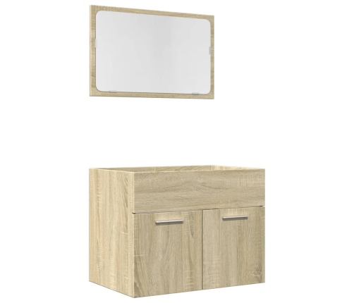 Set de muebles de baño 2 pzas madera contrachapada roble Sonoma