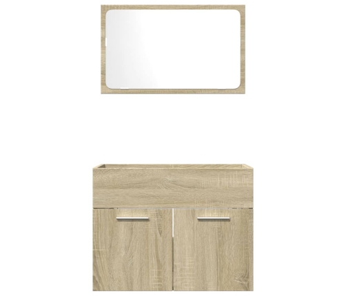 Set de muebles de baño 2 pzas madera contrachapada roble Sonoma