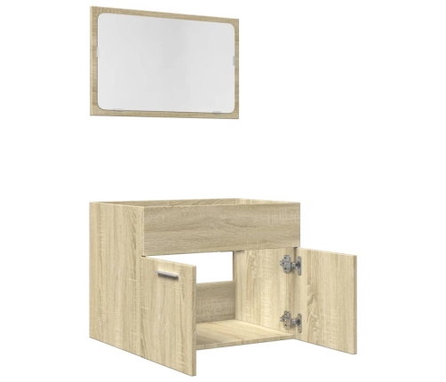 Set de muebles de baño 2 pzas madera contrachapada roble Sonoma