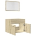 Set de muebles de baño 2 pzas madera contrachapada roble Sonoma