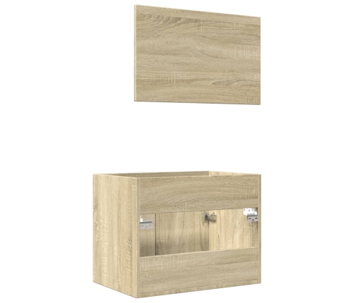 Set de muebles de baño 2 pzas madera contrachapada roble Sonoma