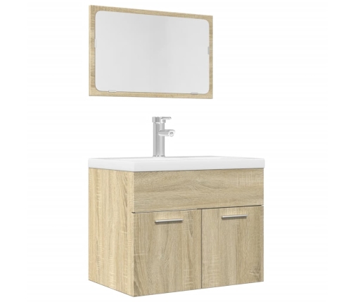 Set de muebles de baño 2 pzas madera contrachapada roble Sonoma