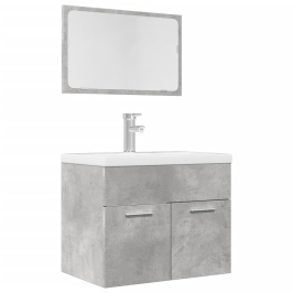 Set muebles de baño 2 piezas madera contrachapada gris hormigón