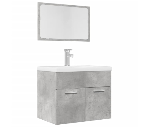 Set muebles de baño 2 piezas madera contrachapada gris hormigón