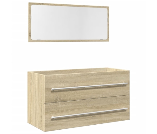 Set de muebles de baño 2 pzas madera contrachapada roble Sonoma