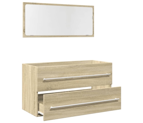 Set de muebles de baño 2 pzas madera contrachapada roble Sonoma