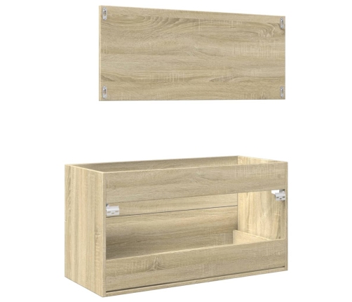 Set de muebles de baño 2 pzas madera contrachapada roble Sonoma