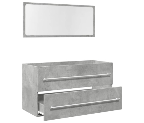 Set muebles de baño 2 piezas madera contrachapada gris hormigón