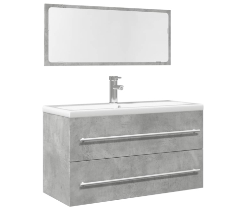 Set muebles de baño 2 piezas madera contrachapada gris hormigón